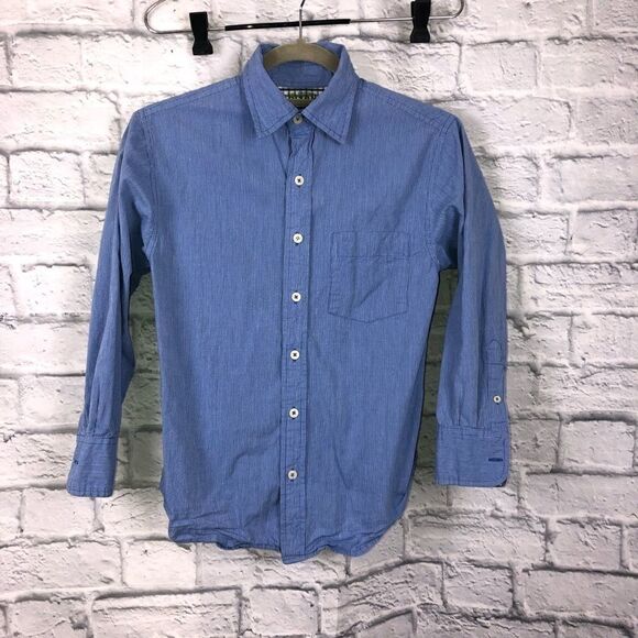 Arizona button down stripe dress shirt blue youth boys size 12 - Picture 1 of 2